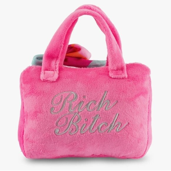 PINK BARKIN BAG "RICH B!TCH" DOG TOY - Picture 2 of 2